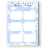 Mikasso Bulut Temalı Türkçe Haftalık Planlayıcı, Weekly Planner, A5 Planner, Spiralli Planner, Telli Karton - Çok Renkli