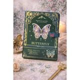 Mikasso Butterfly Vintage Kilitli Defter –altın Varaklı Sert Kapak, Tokalı Günlük & Hatıra Defteri Sert Düz - Çok Renkli
