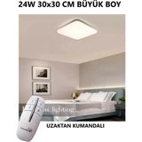 Mikasso Büyük Boy Kare Tavana Sıfır LED Avize Kumandalı Oda Lambası Aplik LED Armatür 6500K Beyaz Işık 24W M - Çok Renkli