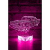 Mikasso Cadillac Araba Hediye Lamba - Cadillac 3D Görünümlü LED Aydınlatma Cam Pembe - Çok Renkli