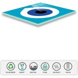Mikasso Cam Gider Kapağı | Nazar Boncuğu | 4'lü Takım | 15CM x 15CM Cam Gri - Çok Renkli