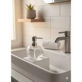 Mikasso Cam Sıvı Sabunluk - Kristal Kesim Banyo Aksesuarı - Gümüş Lüks Sabun Dispenseri Akrilik Beyaz - Çok Renkli