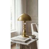 Mikasso Cam Taşlı Eskitme Ayaklı 25CM Çaplı Mantar Model Modern Masa Lambası Abajur Modelleri Metal Haki - Çok Renkli