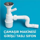 Mikasso Çamaşır Makinesi Girişli Koku Önleyici Taslı Körüklü Sifon – Dayanıklı & Uzun Ömürlü