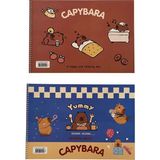 Mikasso Capybara Desenli 25X35 Resim Defteri 15YP Karton Spiralli Çizgisiz Orta Boy Çok Renkli Resim Defterl