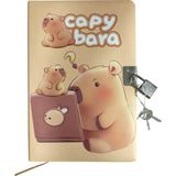 Mikasso Capybara Hatıra Defteri (Günlük) Kilitli Defter 80 Yaprak - Tablet Kapibara Sert Düz Çizgili Orta Bo - Çok Renkli