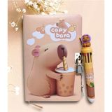 Mikasso Capybara Kilitli Hatıra Defteri 10 Renk Yazabilen Kalem Hediyeli Set A5 80 Yaprak Anı Süslü Defter S - Çok Renkli