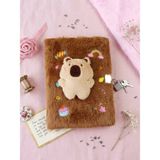Mikasso Capybara Peluş Kapaklı Defter Çizgili 21X15 cm Yumuşak Düz Çizgili Orta Boy Kahverengi Konsept Defte - Çok Renkli