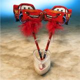 Mikasso Cars 2 Adet Tüylü Kurşun Kalem Kırmızı - Çok Renkli