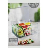 Mikasso Çay Kutusu 6 Bölmeli Kapaklı Poşet Bitki Çayı Çok Amaçlı Saklama Kabı Özel Tasarım Büyük Tea Box Pla