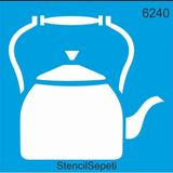 Mikasso Çaydanlık Deseni Stencil Şablon ST6240 20X20 cm - Çok Renkli