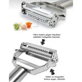 Mikasso Çelik Ikili Jülyen&jullien Doğrayıcı Sebze Meyve Patates Soyacağı,jülyen Soyacak Paslanmaz Çelik Gri