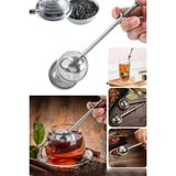 Mikasso Çelik Tek Hareket Çay Demleme Aparatı Bitki Çayı Süzgeci 18,5x4,5 cm Çay Kahve Bitki Demleme Süzgeç