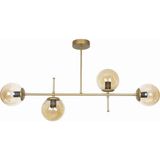Mikasso Çello Modern Lüks Tasarım Gold Renk Bal Camlı Tavan Yemek Masası Üstü -Salon 4 Lü Avize Cam 4 E27 Al - Çok Renkli