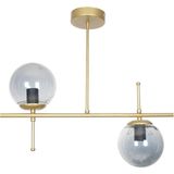 Mikasso Çello Modern Tasarım Metal Eskitme Gold Renk Füme Camlı Yemek Masası Üstü -Salon 2 Li Avize Cam 2 E2 - Çok Renkli