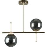 Mikasso Çello Modern Tasarım - Metal Gold Renk Füme Camlı Yemek Masası Üstü -Salon 2 Li Avize Cam 2 E27 Altı - Çok Renkli