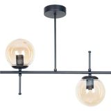 Mikasso Çello Modern Tasarım Metal Siyah Renk Bal Camlı Yemek Masası Üstü -Salon 2 Li Avize Cam 2 E27 Siyah - Çok Renkli