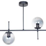 Mikasso Çello Modern Tasarım Metal Siyah Renk Füme Camlı Yemek Masası Üstü -Salon 2 Li Avize Cam 2 E27 Siyah - Çok Renkli