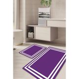 Mikasso Çerçeveli Kaymaz Taban Yıkanabilir 2'li Set Banyo Halısı Paspas Klozet Takımı KT-KZHT-543 Polyester - Çok Renkli