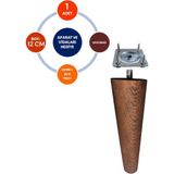 Mikasso Ceviz Renk 12 cm Ahşap Konik Ayak Koltuk Ayağı-Baza-Tv Ünitesi-Mobilya-Çap:4.6 Cm 3301000000516 - Ma