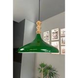 Mikasso Champion Yeşil Q Ahşap Tekli Avize Sarkıt Salon Mutfak Cafe Butik Lamba Aydınlatma Avizeler Metal 1 - Çok Renkli