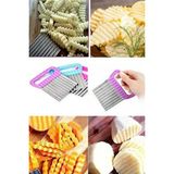 Mikasso Chips Chopper Şekilli Sebze ve Meyve Dilimleme Tırtıklı Patates Dilimleyici Paslanmaz Çelik Çok Renk