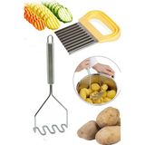 Mikasso Chips Cooper Şekilli Cips Kesici & Paslanmaz Çelik Patates Ezici Çelik