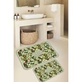 Mikasso Çiçek Desenli Kahverengi Bathroom Banyo Paspası Polyester Orta (6 - 12 Mm) Kahverengi - Çok Renkli