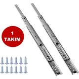 Mikasso Çift Açılım Teleskopik Çekmece Rayı 36MM x 35CM (Takım) Beyaz