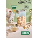 Mikasso Çift Fonksiyon Kapaklı Erzak Saklama Kabı Modern Pratik Dökme Sistemli Bakliyat Saklama Kabı 3600ML