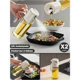 Mikasso Çift Fonksiyonlu Cam Yağdanlık 450ML Zeytinyağı Sıvıyağ Şişesi Airfryer Sprey Yağlık Sirkelik 2 Adet