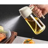Mikasso Çift Fonksiyonlu Cam Yağdanlık 450ML Zeytinyağı Sıvıyağ Şişesi Airfryer Sprey Yağlık Sirkelik Çok Re