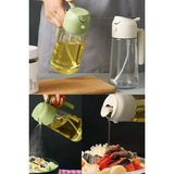 Mikasso Çift Fonksiyonlu Cam Yağdanlık 500ML Zeytinyağı Sıvıyağ Şişesi Airfryer Sprey Yağlık Sirkelik Yeşil