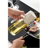 Mikasso Çift Fonksiyonlu Cam Yağdanlık 550ML Zeytinyağı Sıvıyağ Şişesi Airfryer Sprey Beyaz Yağlık Sirkelik