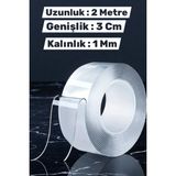 Mikasso Çift Taraflı Nano Bant 2 Metre 30 MM Güçlü Bant Zemin Duvar Halı Tablo Yapıştırma Bandı Çok Renkli