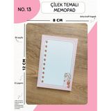 Mikasso Çilek Memopad - No. 13 - Ders Çalışma Mini Not Kağıdı Karton Düz Renkli Küçük Boy Çok Renkli Bloknot