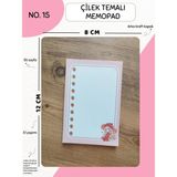 Mikasso Çilek Memopad - No. 15 - Ders Çalışma Mini Not Kağıdı Karton Düz Renkli Küçük Boy Çok Renkli Bloknot