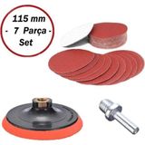 Mikasso Cırt Zımpara Seti Spiral Taşlama Matkap Uyumlu + Matkap Aparatı 115 mm (7 Parça)