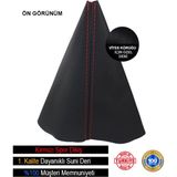 Mikasso Citroen C4 Grand Picasso 2007-2010 Uyumlu Siyah Deri Özel Tasarım Beyaz Şerit Spor Vites Körüğü - Çok Renkli