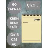 Mikasso Çizgili 10X15 cm A6 Üstten Açılır Not Defteri Krem Renk Kağıt 60 Yaprak Karton Spiralli Çizgili Kü - Çok Renkli