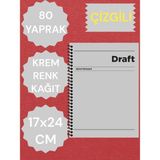 Mikasso Çizgili 17X24 cm Sert Kapak Not Defteri Krem Renk Kağıt 80 Yaprak Sert Spiralli Çizgili Orta Boy Gri - Çok Renkli
