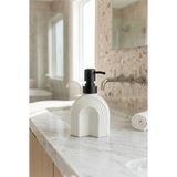 Mikasso Çizgili Bohem Minimal Cam Sıvı Sabunluk - 250ML - 14X6X5.5 cm Cam Beyaz - Çok Renkli