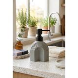 Mikasso Çizgili Bohem Minimal Cam Sıvı Sabunluk - 250ML - 14X6X5.5 cm Cam Gri - Çok Renkli