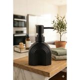 Mikasso Çizgili Bohem Minimal Cam Sıvı Sabunluk - 250ML - 14X6X5.5 cm Cam Siyah - Çok Renkli