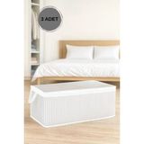 Mikasso Çizgili Büyük Boy Baza Altı ve Çekyat Tipi Hurç 70X35X20 cm 3 Adet Polipropilen 70 x 30 Gri Tr