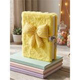 Mikasso Çizgili Kilitli Kurdelalı Peluş Defter 80 Yaprak 21X15 cm Yumuşak Düz Çizgili Orta Boy Sarı Konsept - Çok Renkli
