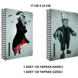 Mikasso Classica Spiralli Sert Kapak 17X24 120 Yaprak ( 2 Adet Defter) Sert Spiralli Kareli 120 Yaprak Orta - Çok Renkli