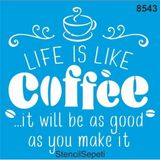 Mikasso Coffee Yazısı Deseni Stencil Şablon ST8543 30X30 cm - Çok Renkli