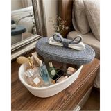 Mikasso Çok Amaçlı Banyo ve Mutfak, Sepet ,organizer, Hediye Kutusu - 24X36 Yükseklik 15 cm Hasır Beyaz - Çok Renkli