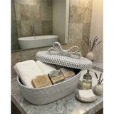 Mikasso Çok Amaçlı Banyo ve Mutfak, Sepet ,organizer, Hediye Kutusu - 24X36 Yükseklik 15 cm Hasır Gri - Çok Renkli
